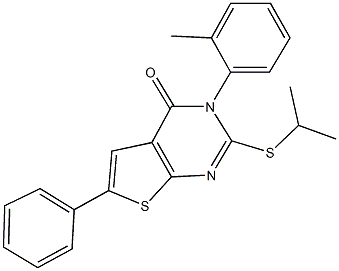 2-(isopropylsulfanyl)-3-(2-methylphenyl)-6-phenylthieno[2,3-d]pyrimidin-4(3H)-one Structure