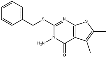 3-amino-2-(benzylsulfanyl)-5,6-dimethylthieno[2,3-d]pyrimidin-4(3H)-one|