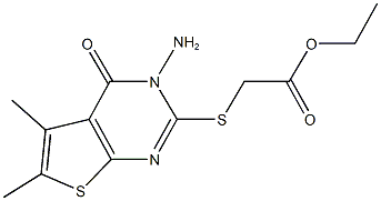 ethyl [(3-amino-5,6-dimethyl-4-oxo-3,4-dihydrothieno[2,3-d]pyrimidin-2-yl)sulfanyl]acetate 化学構造式