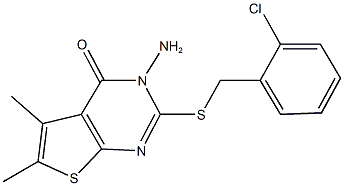 3-amino-2-[(2-chlorobenzyl)sulfanyl]-5,6-dimethylthieno[2,3-d]pyrimidin-4(3H)-one,667884-80-2,结构式