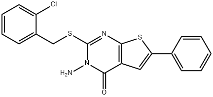 3-amino-2-[(2-chlorobenzyl)sulfanyl]-6-phenylthieno[2,3-d]pyrimidin-4(3H)-one Structure