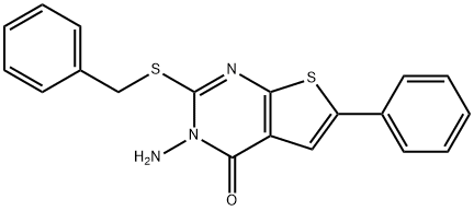 3-amino-2-(benzylsulfanyl)-6-phenylthieno[2,3-d]pyrimidin-4(3H)-one 结构式