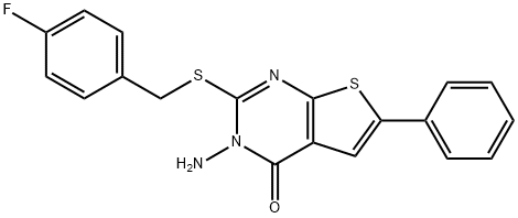 3-amino-2-[(4-fluorobenzyl)sulfanyl]-6-phenylthieno[2,3-d]pyrimidin-4(3H)-one 结构式