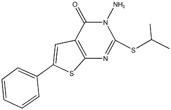 3-amino-2-(isopropylsulfanyl)-6-phenylthieno[2,3-d]pyrimidin-4(3H)-one Struktur