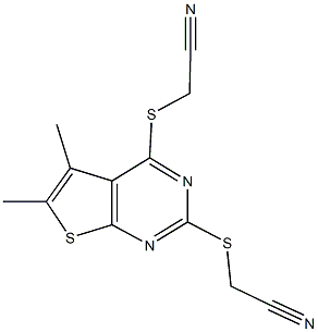 ({2-[(cyanomethyl)sulfanyl]-5,6-dimethylthieno[2,3-d]pyrimidin-4-yl}sulfanyl)acetonitrile|