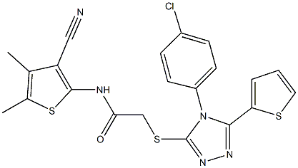 667885-20-3 2-{[4-(4-chlorophenyl)-5-(2-thienyl)-4H-1,2,4-triazol-3-yl]sulfanyl}-N-(3-cyano-4,5-dimethyl-2-thienyl)acetamide