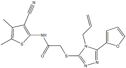2-{[4-allyl-5-(2-furyl)-4H-1,2,4-triazol-3-yl]sulfanyl}-N-(3-cyano-4,5-dimethyl-2-thienyl)acetamide Struktur