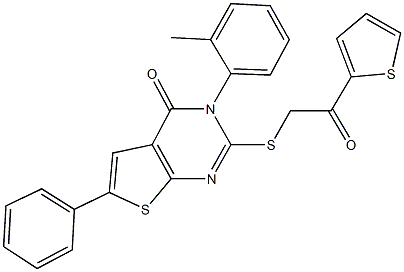 3-(2-methylphenyl)-2-{[2-oxo-2-(2-thienyl)ethyl]sulfanyl}-6-phenylthieno[2,3-d]pyrimidin-4(3H)-one Structure