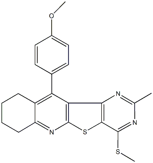 methyl 4-[2-methyl-4-(methylsulfanyl)-7,8,9,10-tetrahydropyrimido[4',5':4,5]thieno[2,3-b]quinolin-11-yl]phenyl ether,667886-76-2,结构式