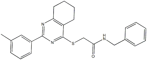 N-benzyl-2-{[2-(3-methylphenyl)-5,6,7,8-tetrahydro-4-quinazolinyl]sulfanyl}acetamide Structure