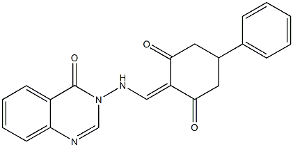 2-{[(4-oxo-3(4H)-quinazolinyl)amino]methylene}-5-phenyl-1,3-cyclohexanedione Struktur