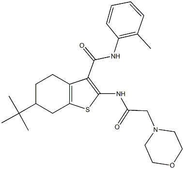 6-tert-butyl-N-(2-methylphenyl)-2-[(4-morpholinylacetyl)amino]-4,5,6,7-tetrahydro-1-benzothiophene-3-carboxamide 化学構造式