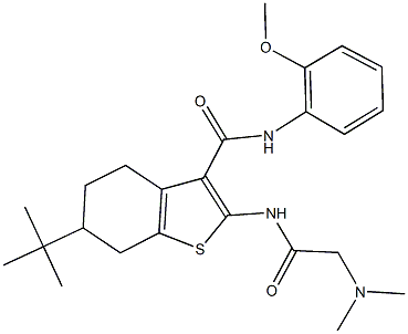 6-tert-butyl-2-{[(dimethylamino)acetyl]amino}-N-(2-methoxyphenyl)-4,5,6,7-tetrahydro-1-benzothiophene-3-carboxamide Struktur