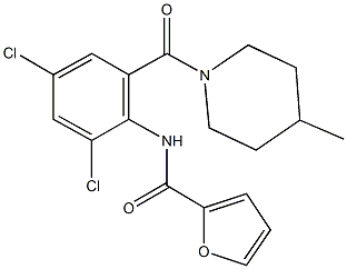 N-{2,4-dichloro-6-[(4-methyl-1-piperidinyl)carbonyl]phenyl}-2-furamide Structure