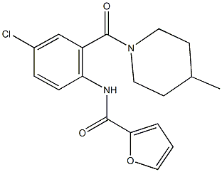 N-{4-chloro-2-[(4-methyl-1-piperidinyl)carbonyl]phenyl}-2-furamide Struktur