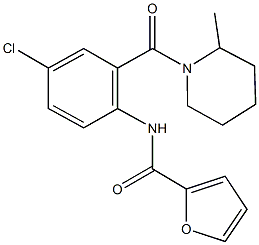 N-{4-chloro-2-[(2-methyl-1-piperidinyl)carbonyl]phenyl}-2-furamide 化学構造式