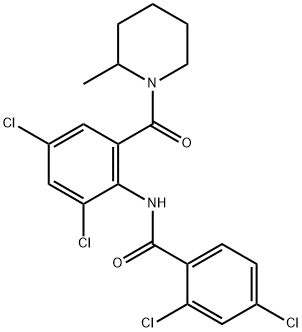 2,4-dichloro-N-{2,4-dichloro-6-[(2-methyl-1-piperidinyl)carbonyl]phenyl}benzamide Structure