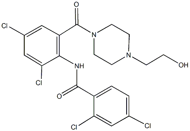 2,4-dichloro-N-(2,4-dichloro-6-{[4-(2-hydroxyethyl)-1-piperazinyl]carbonyl}phenyl)benzamide,667889-78-3,结构式