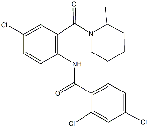 2,4-dichloro-N-{4-chloro-2-[(2-methyl-1-piperidinyl)carbonyl]phenyl}benzamide 化学構造式