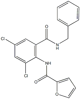 N-{2-[(benzylamino)carbonyl]-4,6-dichlorophenyl}-2-furamide Struktur
