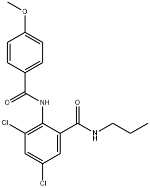 3,5-dichloro-2-[(4-methoxybenzoyl)amino]-N-propylbenzamide Struktur
