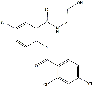 2,4-dichloro-N-(4-chloro-2-{[(2-hydroxyethyl)amino]carbonyl}phenyl)benzamide Structure