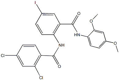 2,4-dichloro-N-{2-[(2,4-dimethoxyanilino)carbonyl]-4-iodophenyl}benzamide 化学構造式