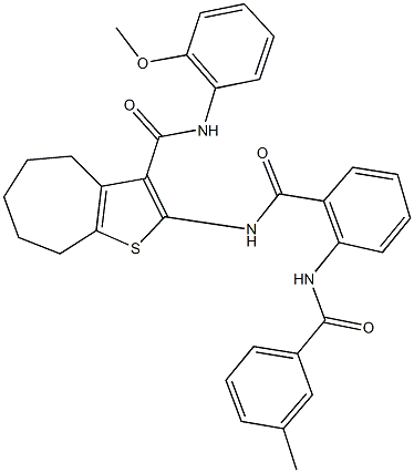 667890-77-9 N-(2-methoxyphenyl)-2-({2-[(3-methylbenzoyl)amino]benzoyl}amino)-5,6,7,8-tetrahydro-4H-cyclohepta[b]thiophene-3-carboxamide