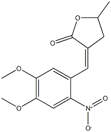 3-{2-nitro-4,5-dimethoxybenzylidene}-5-methyldihydro-2(3H)-furanone Struktur