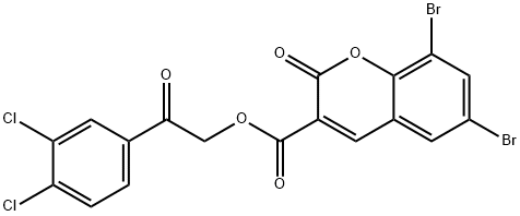 2-(3,4-dichlorophenyl)-2-oxoethyl 6,8-dibromo-2-oxo-2H-chromene-3-carboxylate Struktur