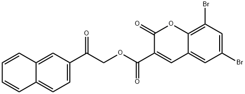 2-(2-naphthyl)-2-oxoethyl 6,8-dibromo-2-oxo-2H-chromene-3-carboxylate 结构式