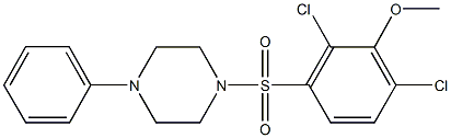 2,6-dichloro-3-[(4-phenyl-1-piperazinyl)sulfonyl]phenyl methyl ether 化学構造式