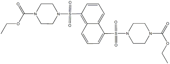 ethyl 4-[(5-{[4-(ethoxycarbonyl)-1-piperazinyl]sulfonyl}-1-naphthyl)sulfonyl]-1-piperazinecarboxylate 化学構造式