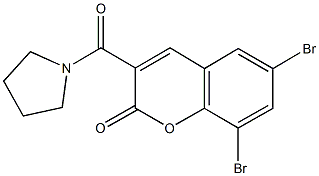 6,8-dibromo-3-(1-pyrrolidinylcarbonyl)-2H-chromen-2-one 化学構造式