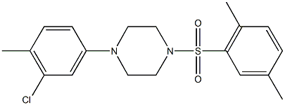 1-(3-chloro-4-methylphenyl)-4-[(2,5-dimethylphenyl)sulfonyl]piperazine,667892-86-6,结构式