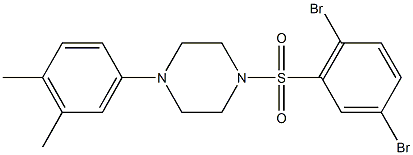 1-[(2,5-dibromophenyl)sulfonyl]-4-(3,4-dimethylphenyl)piperazine 结构式