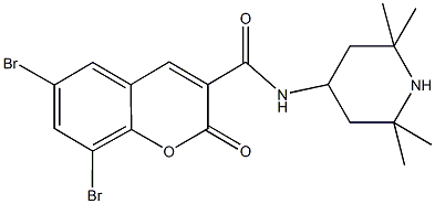 6,8-dibromo-2-oxo-N-(2,2,6,6-tetramethyl-4-piperidinyl)-2H-chromene-3-carboxamide Structure