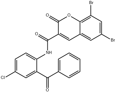 N-(2-benzoyl-4-chlorophenyl)-6,8-dibromo-2-oxo-2H-chromene-3-carboxamide Struktur