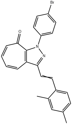 1-(4-bromophenyl)-3-[2-(2,4-dimethylphenyl)vinyl]cyclohepta[c]pyrazol-8(1H)-one 化学構造式