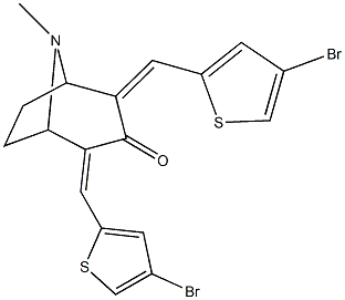 2,4-bis[(4-bromo-2-thienyl)methylene]-8-methyl-8-azabicyclo[3.2.1]octan-3-one 化学構造式