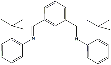 2-tert-butyl-N-(3-{[(2-tert-butylphenyl)imino]methyl}benzylidene)aniline 化学構造式