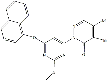 4,5-dibromo-2-[2-(methylsulfanyl)-6-(1-naphthyloxy)-4-pyrimidinyl]-3(2H)-pyridazinone Structure