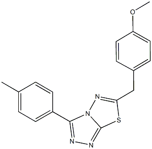 methyl 4-{[3-(4-methylphenyl)[1,2,4]triazolo[3,4-b][1,3,4]thiadiazol-6-yl]methyl}phenyl ether 结构式