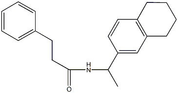 3-phenyl-N-[1-(5,6,7,8-tetrahydro-2-naphthalenyl)ethyl]propanamide Struktur