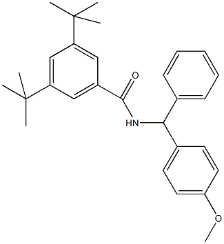 3,5-ditert-butyl-N-[(4-methoxyphenyl)(phenyl)methyl]benzamide 化学構造式
