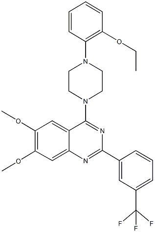 4-[4-(2-ethoxyphenyl)-1-piperazinyl]-6,7-dimethoxy-2-[3-(trifluoromethyl)phenyl]quinazoline Structure