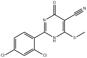 2-(2,4-dichlorophenyl)-4-hydroxy-6-(methylsulfanyl)-5-pyrimidinecarbonitrile Struktur