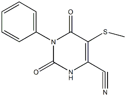 5-(methylsulfanyl)-2,6-dioxo-1-phenyl-1,2,3,6-tetrahydro-4-pyrimidinecarbonitrile Structure