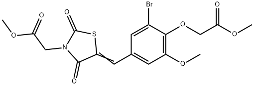 methyl {5-[3-bromo-5-methoxy-4-(2-methoxy-2-oxoethoxy)benzylidene]-2,4-dioxo-1,3-thiazolidin-3-yl}acetate Structure