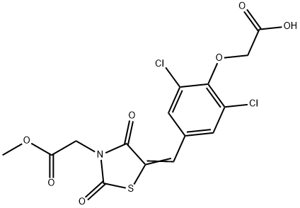 (2,6-dichloro-4-{[3-(2-methoxy-2-oxoethyl)-2,4-dioxo-1,3-thiazolidin-5-ylidene]methyl}phenoxy)acetic acid Structure